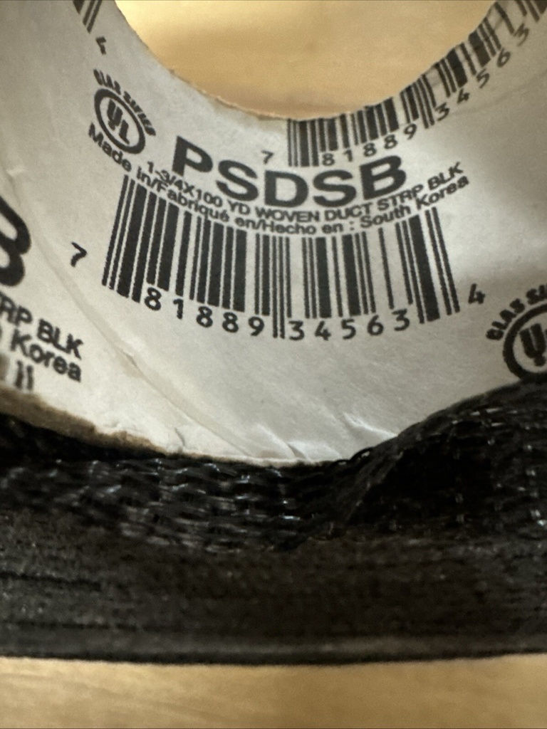 Psdsb 1 3/4 Inch X 100 Yards Woven Duct Strap Black