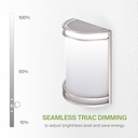 ASD LED Indoor Wall Mount Light Fixture - 10 Inch Modern Interior Brushed Nickel Wall Sconce Lighting - 3000K 4000K 5000K Adjustable - Half Cylinder H