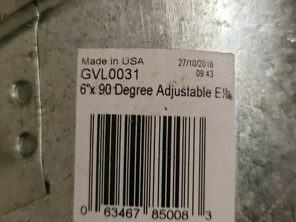MPERIAL 6-in X 10-in Galvanized Duct 90 Degree Fitting