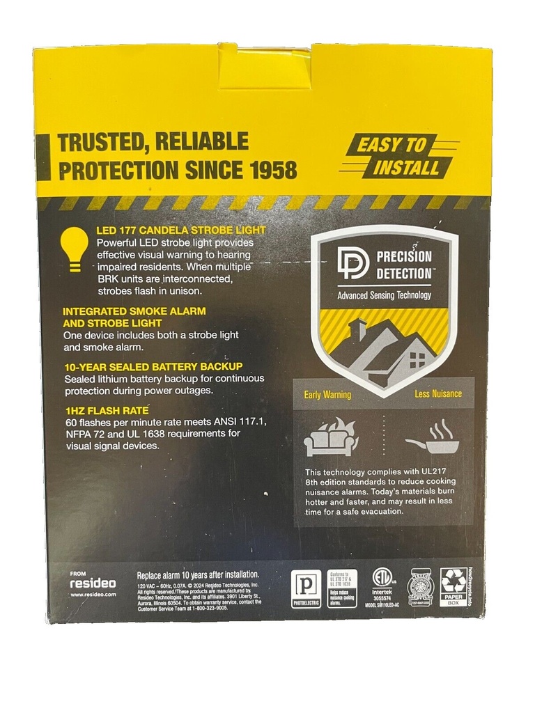 BRK Smoke Alarm W/ LED Strobe, SM110LED-AC