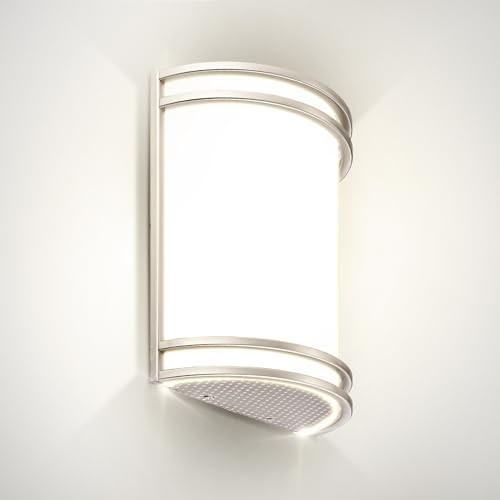 ASD LED Indoor Wall Mount Light Fixture - 10 Inch Modern Interior Brushed Nickel Wall Sconce Lighting - 3000K 4000K 5000K Adjustable - Half Cylinder H