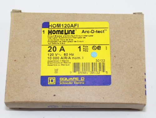 Square D HOM120AFI ArcFault Circuit Breaker  20-Amp  1-Pole  120-Volt