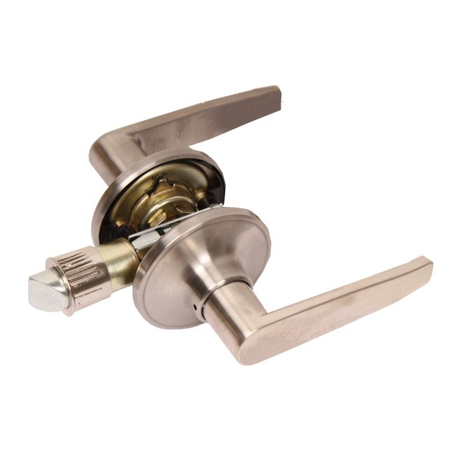 PAMEX - Olympic Lever with Round Rose Passage Lockset Grade 3 Satin Nickel Finish