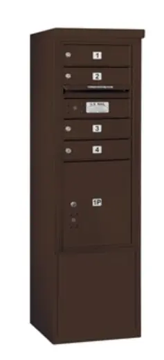 Salsbury - 10 Door High Free-Standing 4C Horizontal Mailbox with 4 Doors and 1 Parcel Locker in Bronze with USPS Access