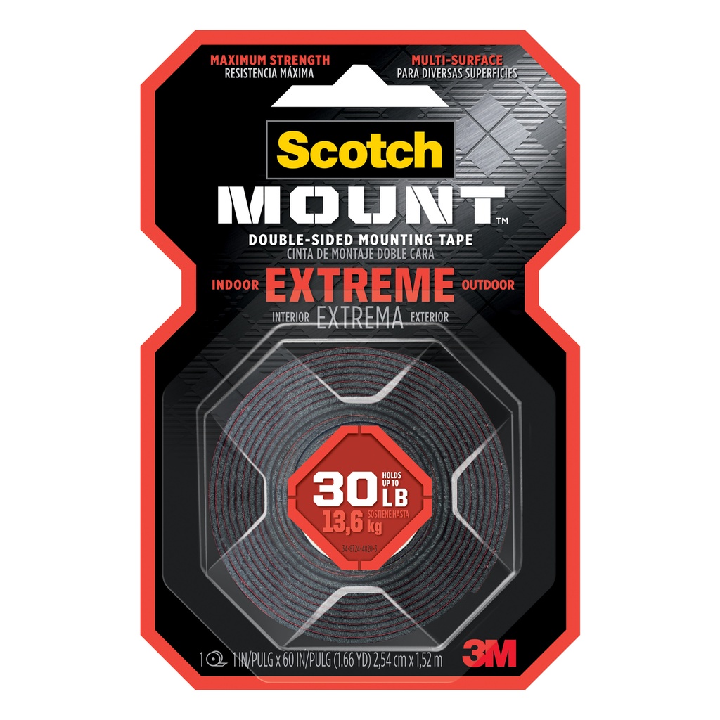 Scotch-Mount Extreme Double-Sided Mounting Tape 1in x 5ft Double-Sided Tape