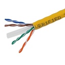 MONOPRICE- Cat6 1000ft Yellow CMR UL Bulk Cable, Solid (w/spine), UTP, 23AWG, 550MHz, Pure Bare Copper, Reelex II Pull Box, Bulk Ethernet Cable- UTP Network Cable 