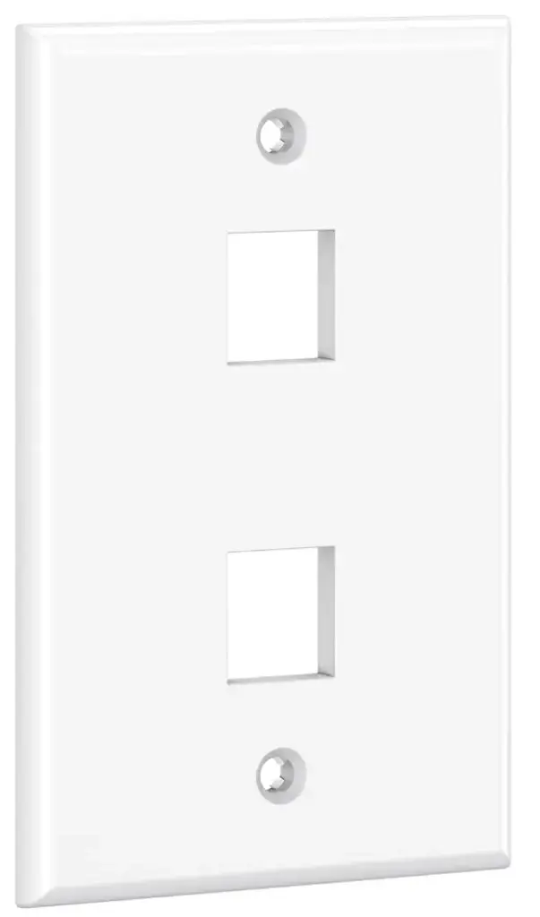 Low Profile - 2 Port Keystone Jack Wall Plate - White