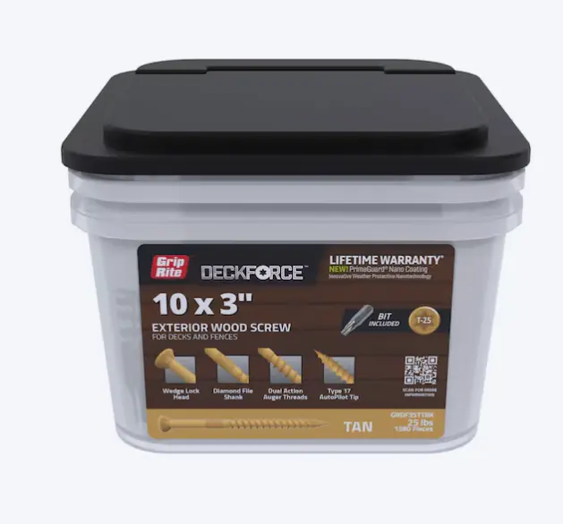 DeckForce by Grip Rite- #10 x 3in Wood To Wood Deck Screws (1580-Per Box)