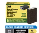 3M-All Purpose Medium 80-Grit Sanding Sponge-2.62in x 3.75in (6 pack) SSG-M-6PK