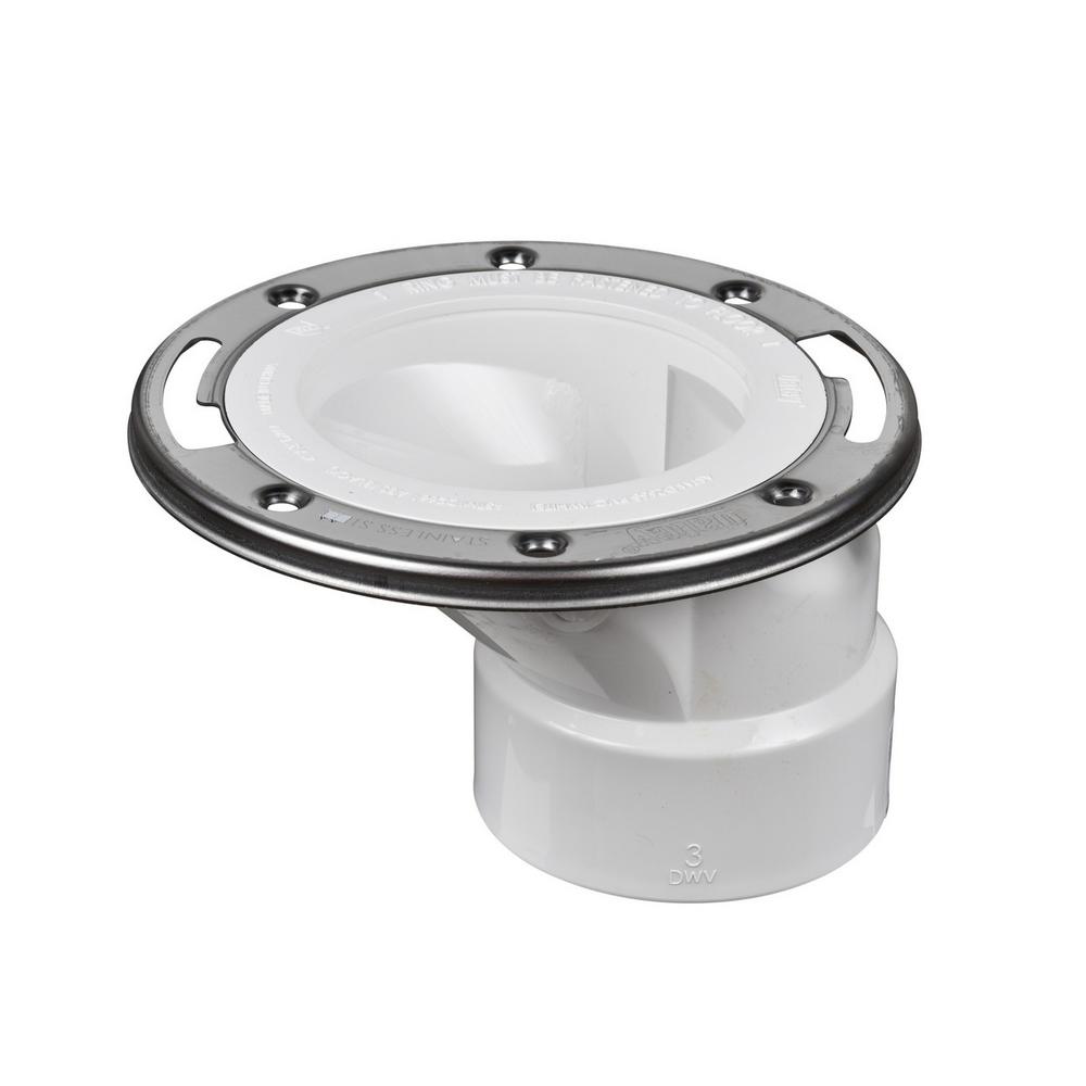 PVC Open 3 in Offset Toilet Flange with Stainless Steel Ring