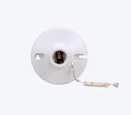 [LS-12340]  Pull Chain Ceiling Socket - White 