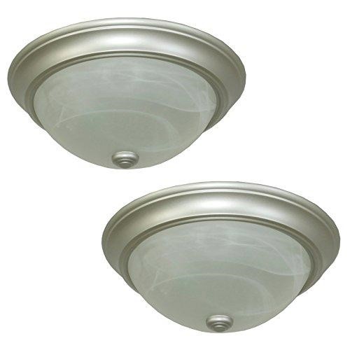 [LS-12330] PROJECT SOURCE- 2-Light 13-in Satin Nickel LED Flush Mount Light (2-Pack)