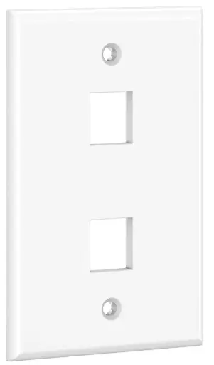 [LS-11750] Low Profile - 2 Port Keystone Jack Wall Plate - White