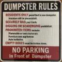 [LS-13027] Dumpster Rules Sign - No Parking - Black/Red/White